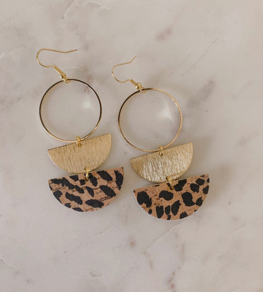 Cheetah print gold earrings