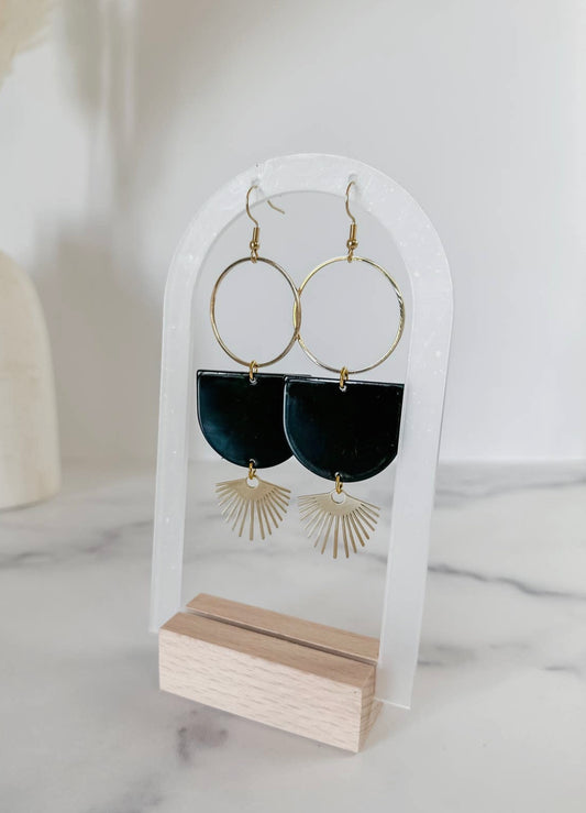 Black earrings with starburst