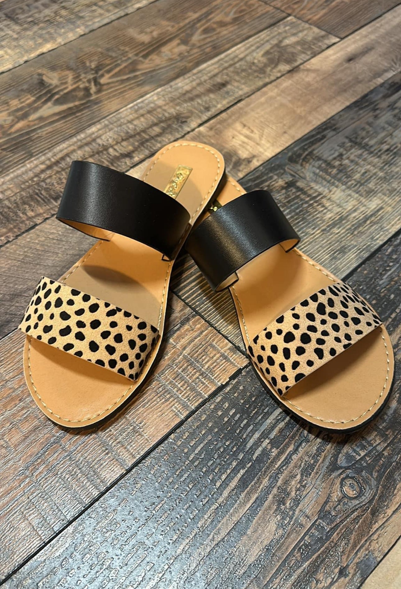 Black and Cheetah sandals